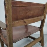 Pair of Spanish vintage leather armchairs 1920/1930