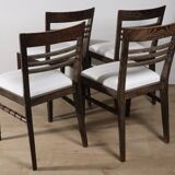 Set of 4 modernist chairs in oak and bouclé fabric, 1940
