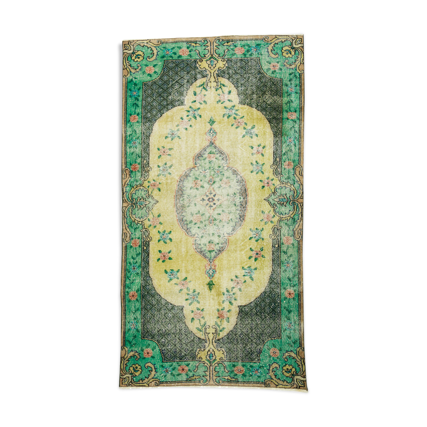 Anatolian handmade vintage rug 212 cm x 112 cm