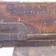 Peugeot brand old green patina wooden workbench