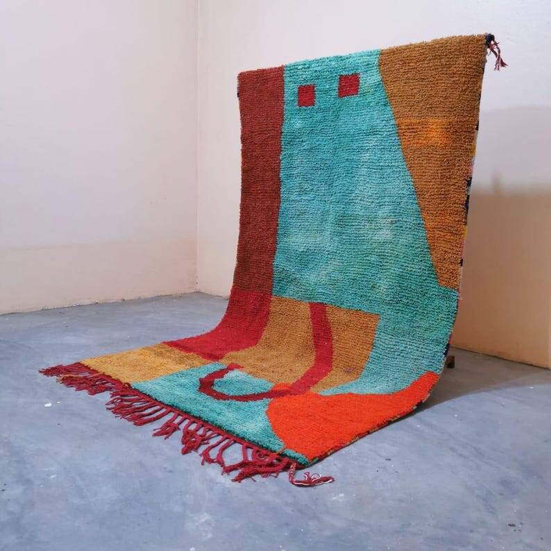 Tapis beni ourain traditionnel tissé main