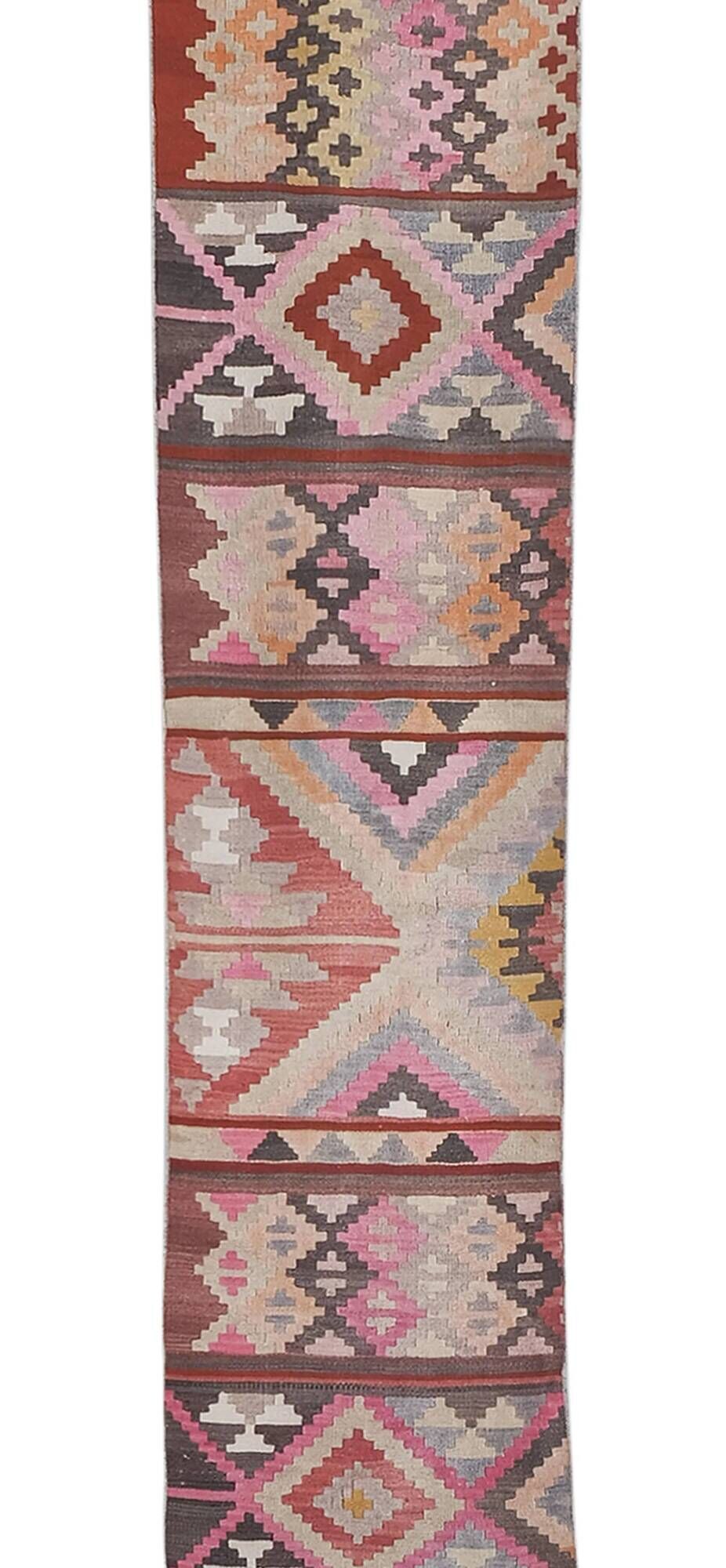 Vintage Turkish hallway rug 77x667 cm
