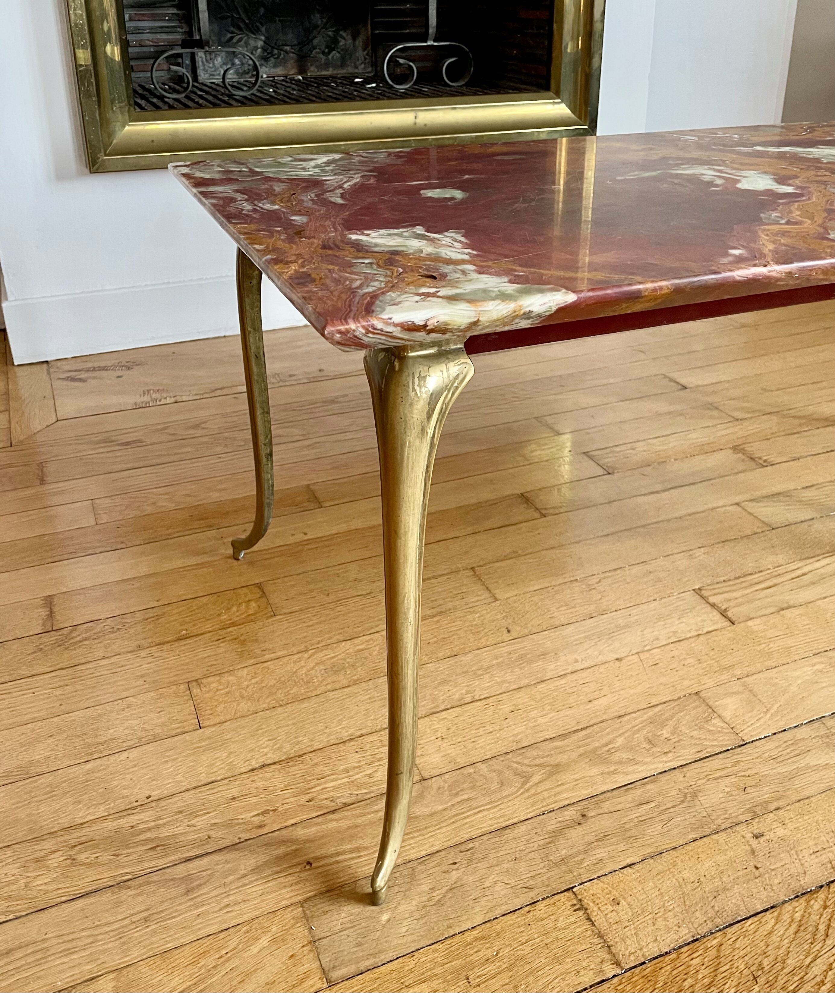 Marble and brass coffee table