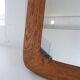 Mid-century modern sculptural wall mirror in stained oak, glass, Glas & Trä 1959