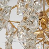 Chandelier, brass and crystal glass by Kinkeldey, Germany, 1970s.