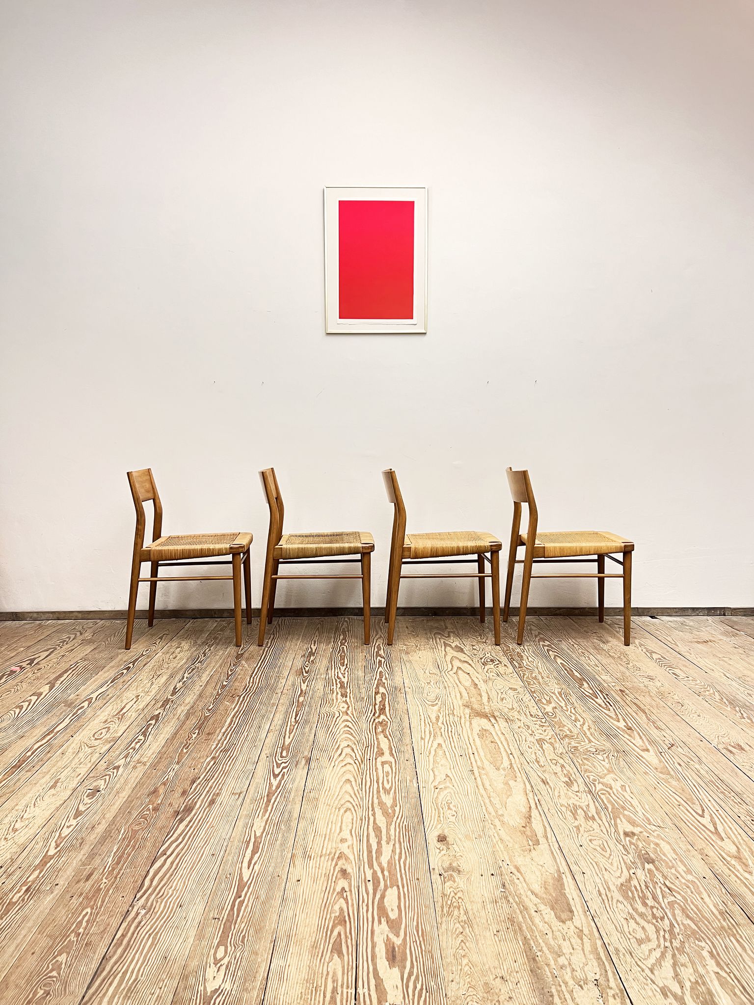 Mid century cherry wood dining chairs by Georg Leowald for Wilkhahn, Set of 4, Germany,1950s