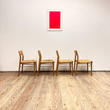 Mid century cherry wood dining chairs by Georg Leowald for Wilkhahn, Set of 4, Germany,1950s