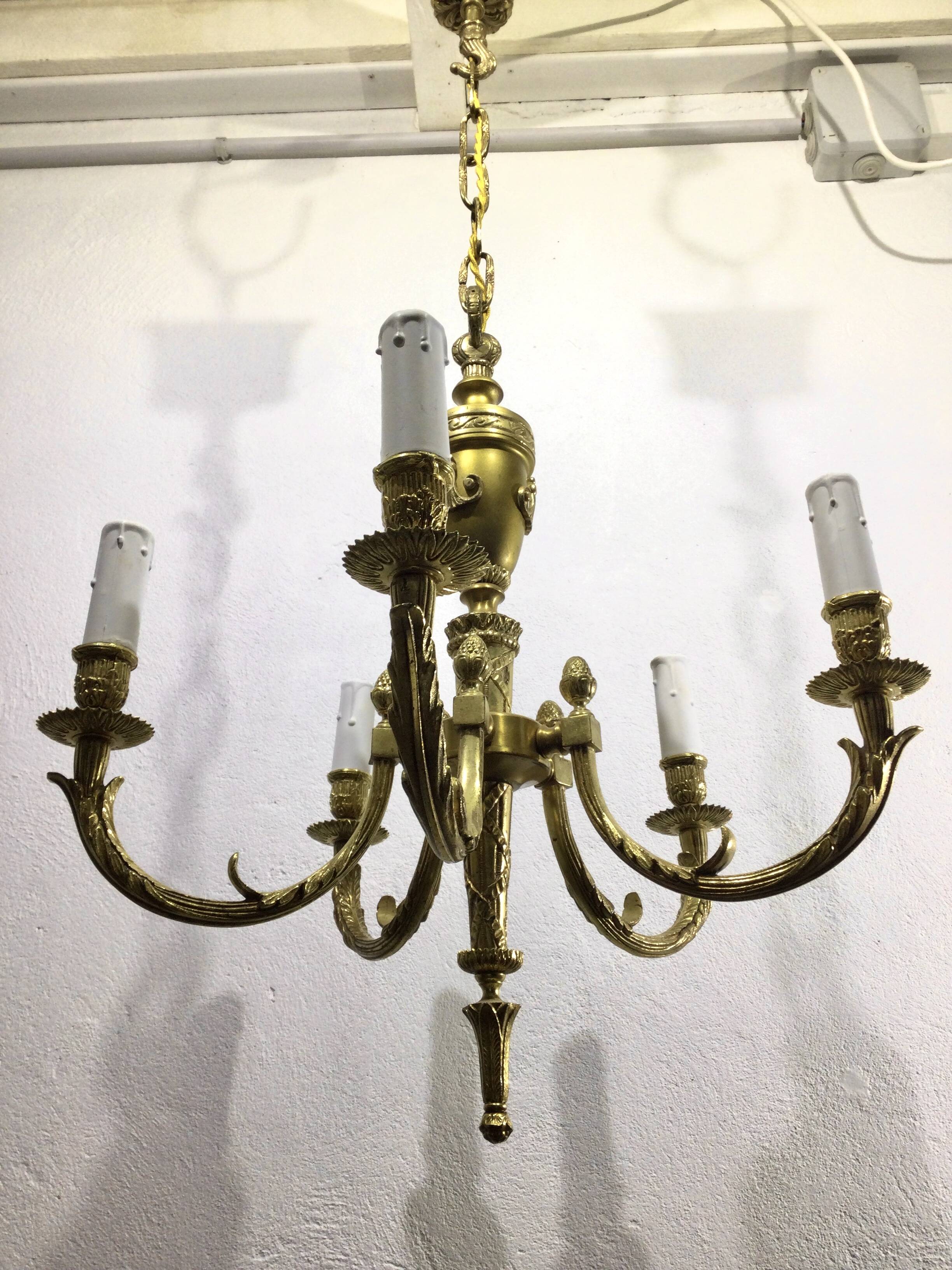 Louis XVI Bronze Chandelier 5 Lights