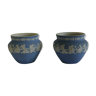 Pair of wedgwood vases in blue biscuit