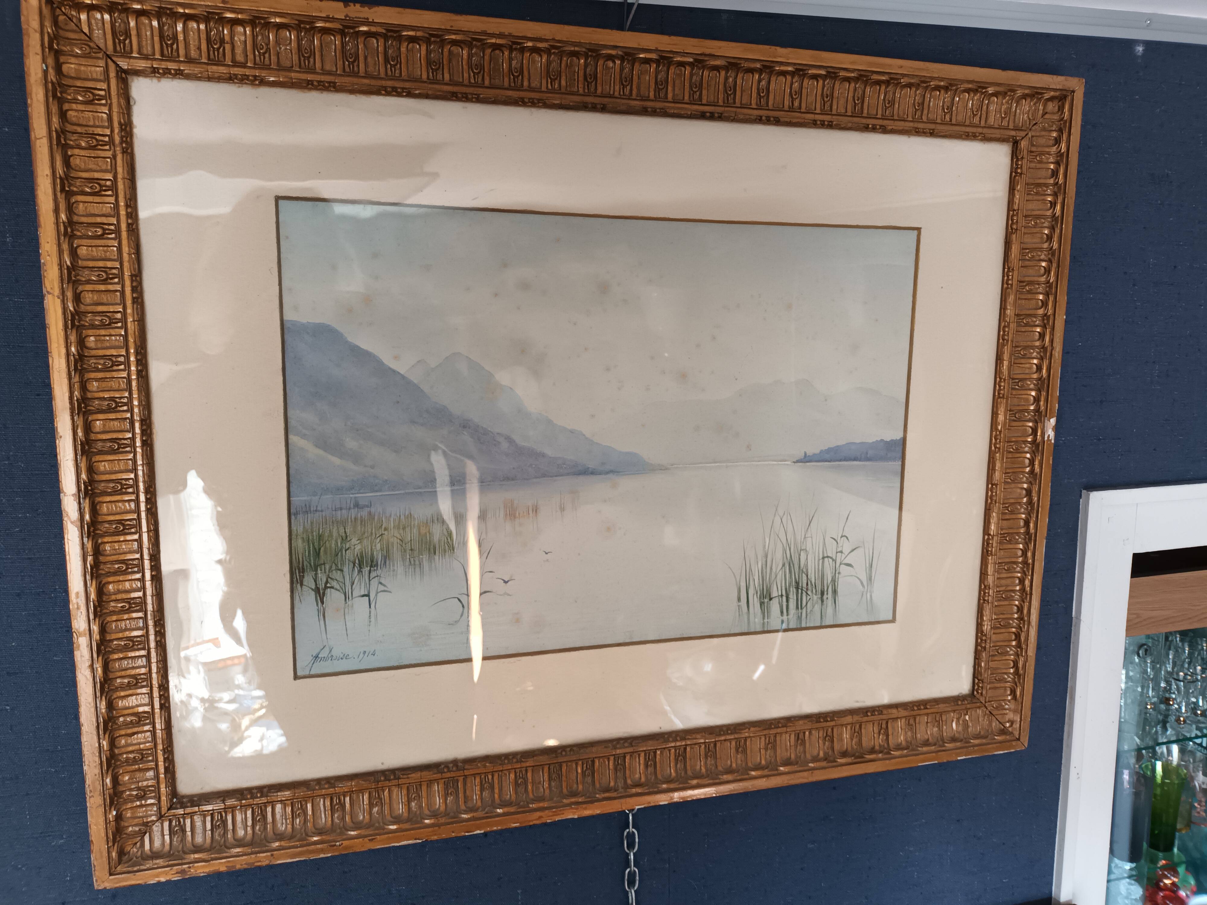 Pastel landscape signed ambroise 1914