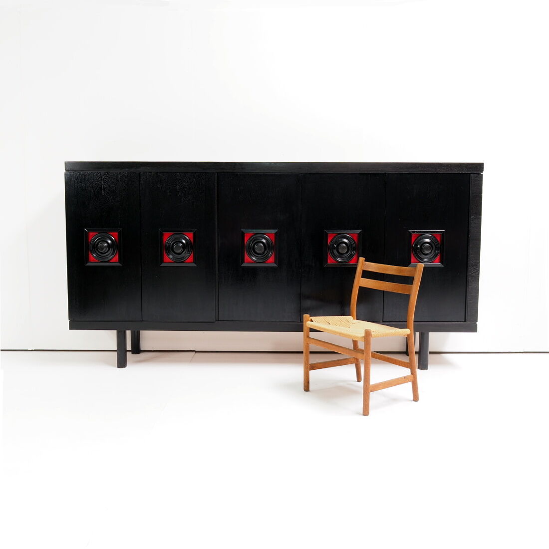 XXL black brutalist sideboard, Belgium 1960’s