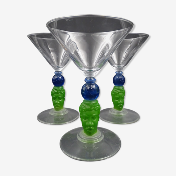 Lot de trois verres à martini par Richard Jolley - Signés et datés 1996