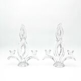 2 Candle holders "Fleur de Lys" – Cristal Art Vannes France – 1960
