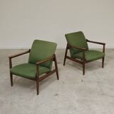 Pair of green GMF 64 armchairs by
Edmund Homa, Poland, 1960s