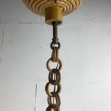 Midcentury pencil reed rattan bamboo pendant hanging lamp, Italy, 1970s