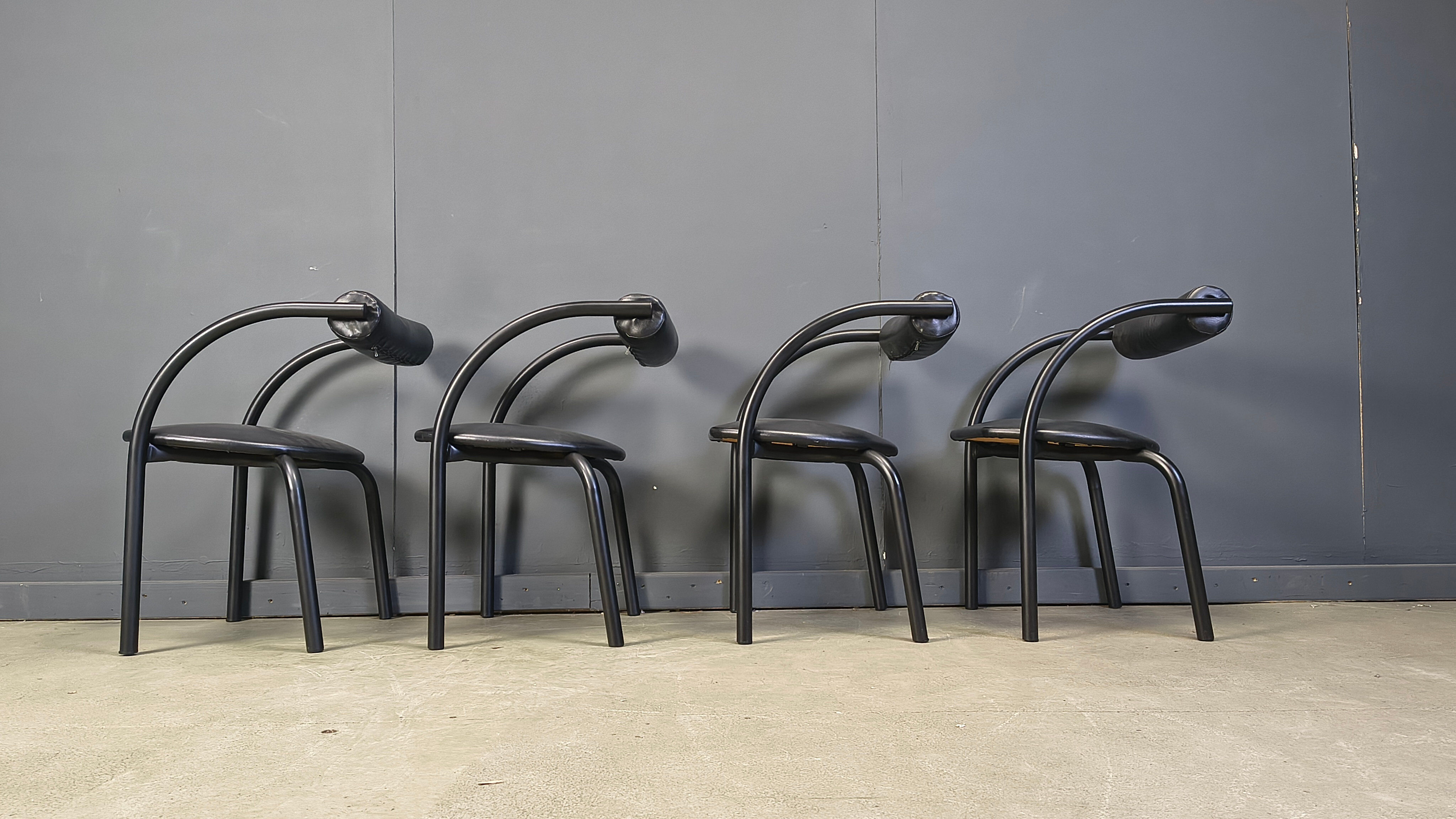 Postmodern dining chairs, 1980s, set of 4