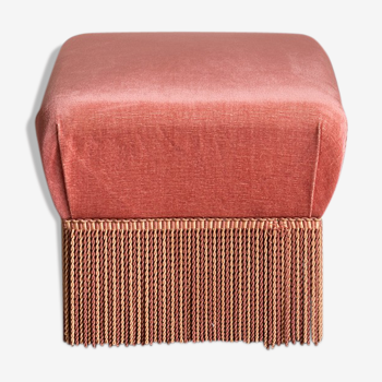 Pouf en velours vieux rose