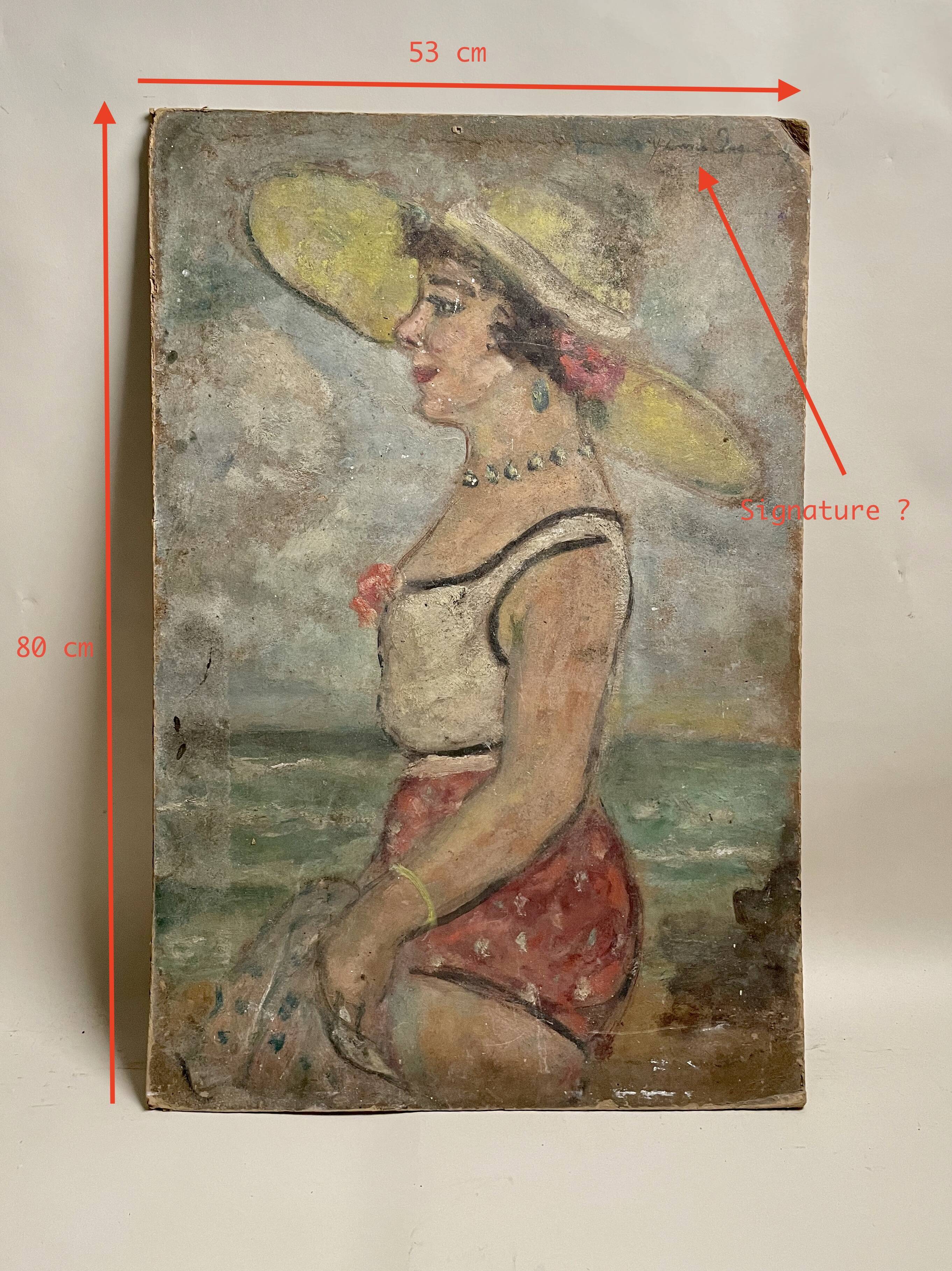 The bather in the yellow hat