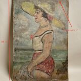 The bather in the yellow hat