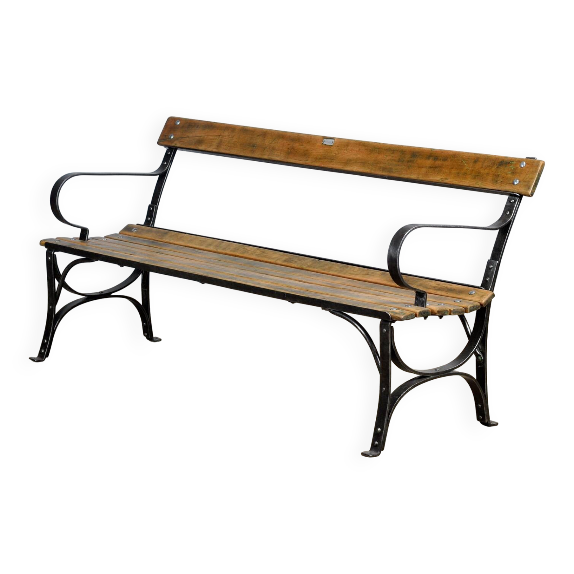 Banc de parc en fer riveté, années 1920