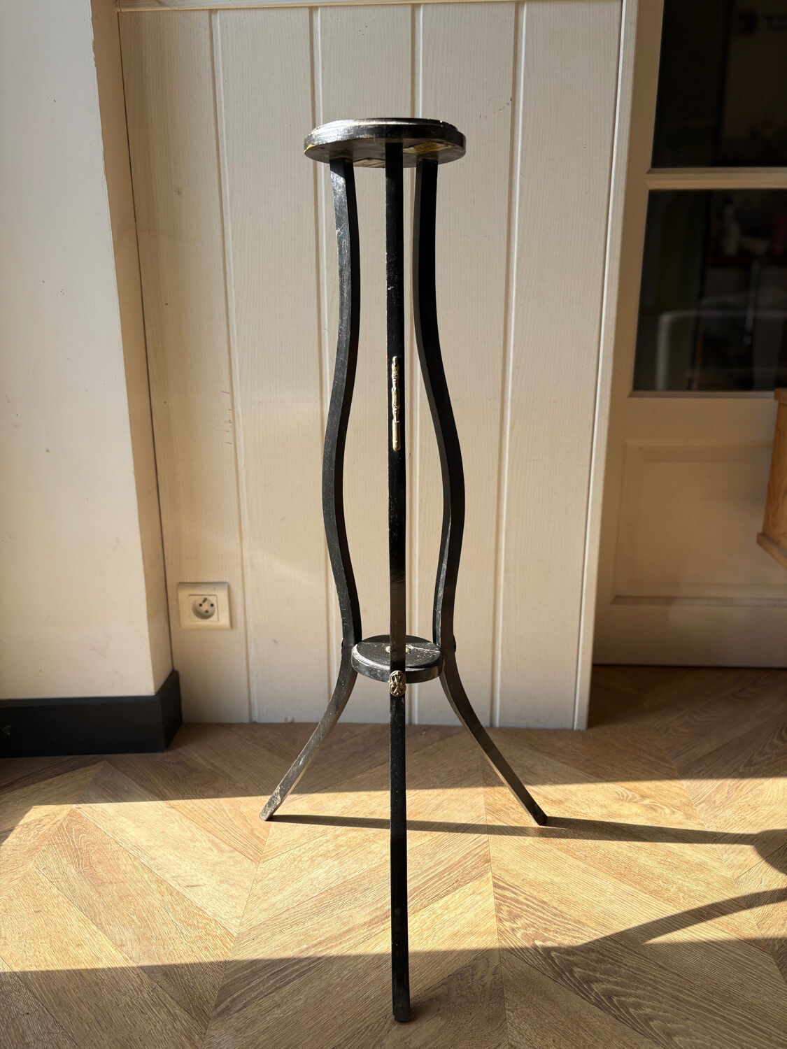 Napoleon III Empire period stool in blackened wood.