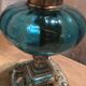 Blue oil lamp and metal foot