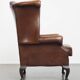 Chesterfield wing chair in dark brown English cowhide