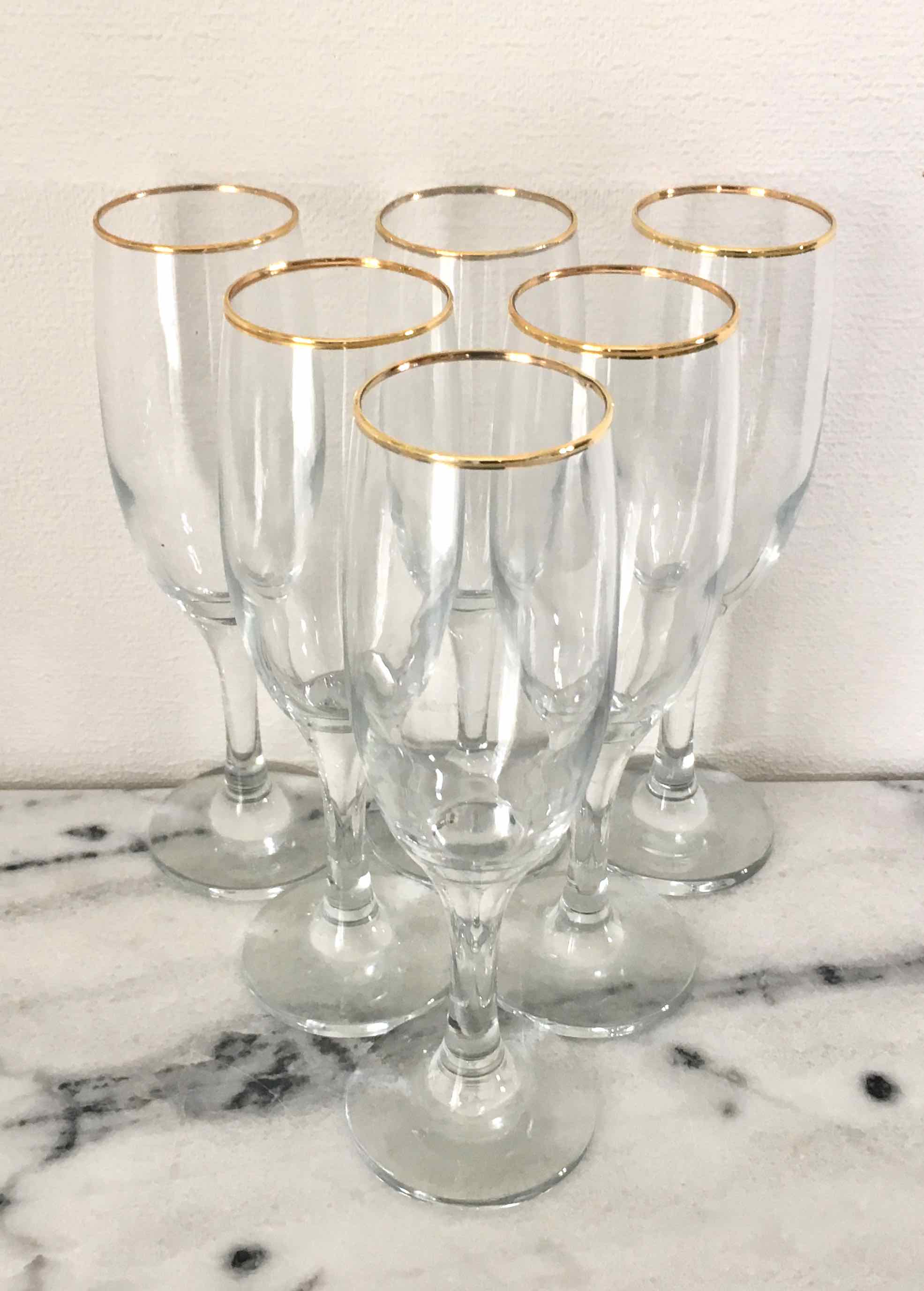 Set of 6 champagne or white wine flutes