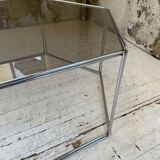 Hexagonal glass and chrome coffee table