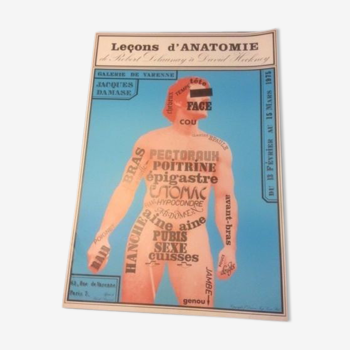 Affiche exposition leçon d'anatomie de robert delaunay à david hokney galerie de varenne annee  1975 format 43 x 65  envoi sous tube