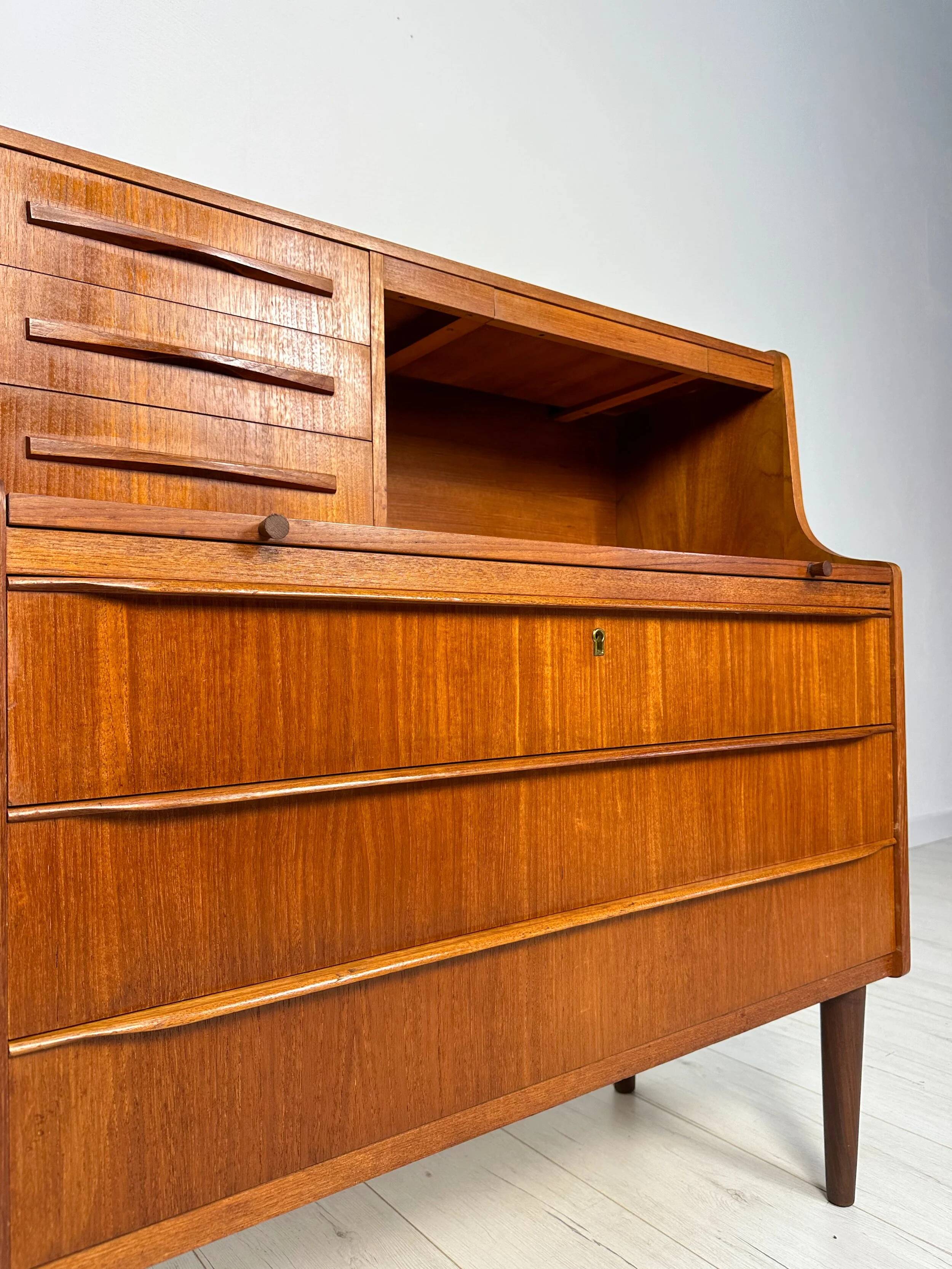 1960s Vintage Mid-Century Danish Teak Design Secretary