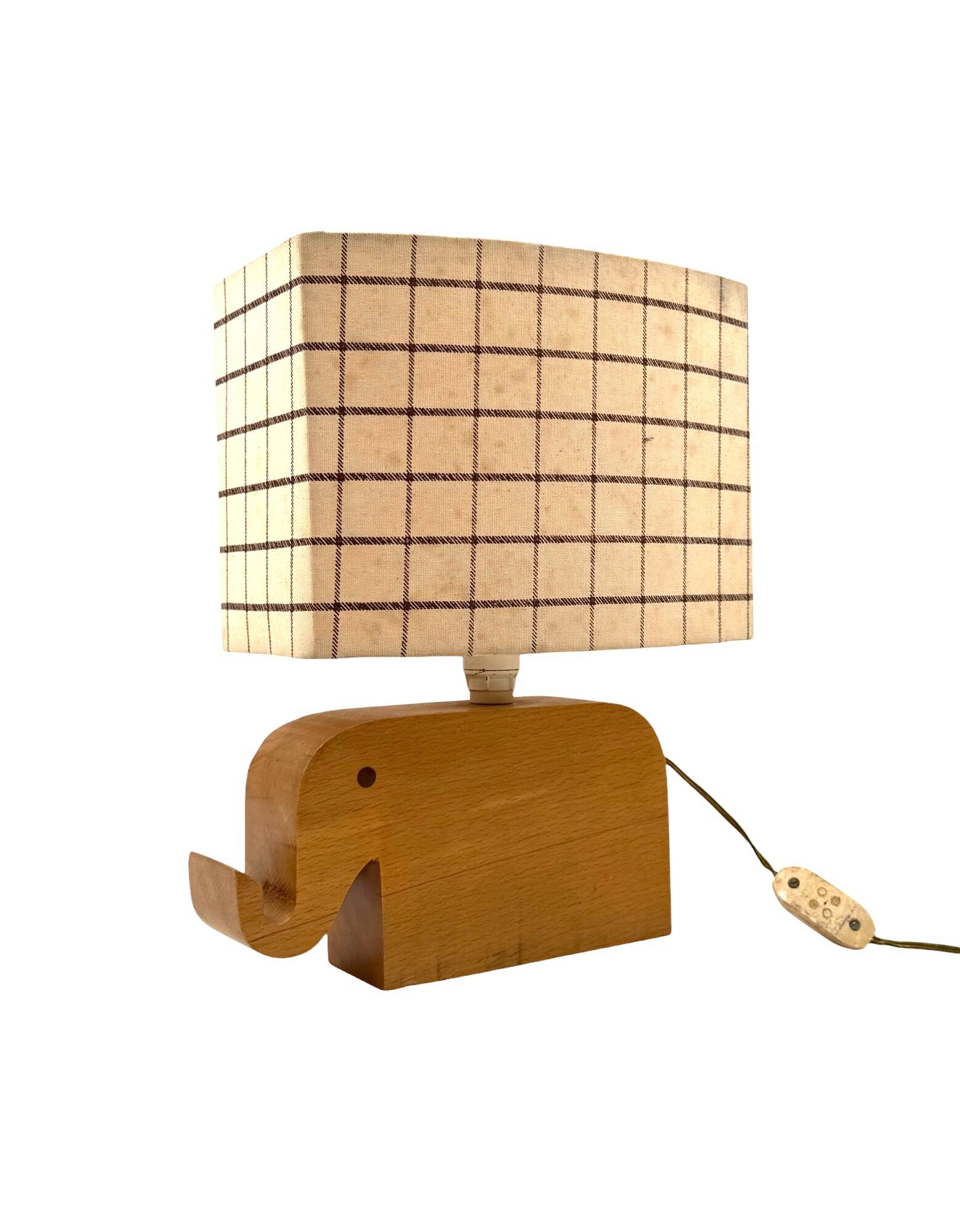 Mid century Modern wood elephant table lamp, Italy circa 1960s