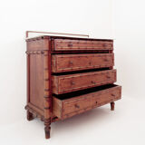 Bamboo-style commode with marble top - Late 19th century