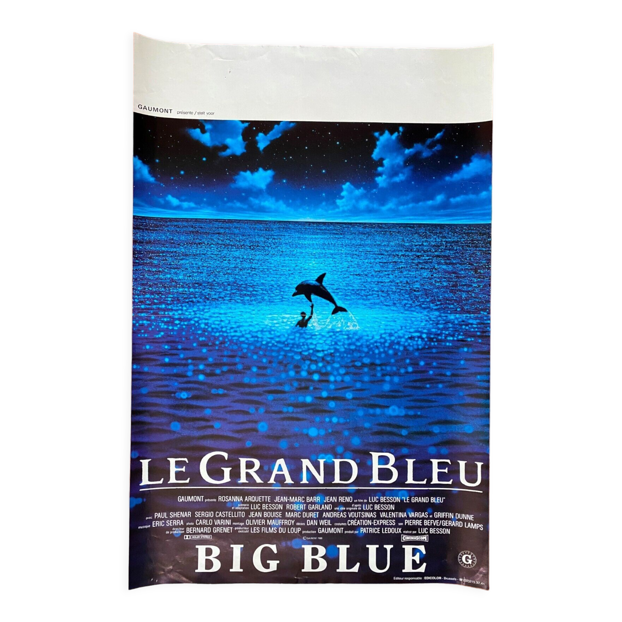 Original cinema poster "Le Grand Bleur" Jean Reno, Luc Besson 33x50cm 1988
