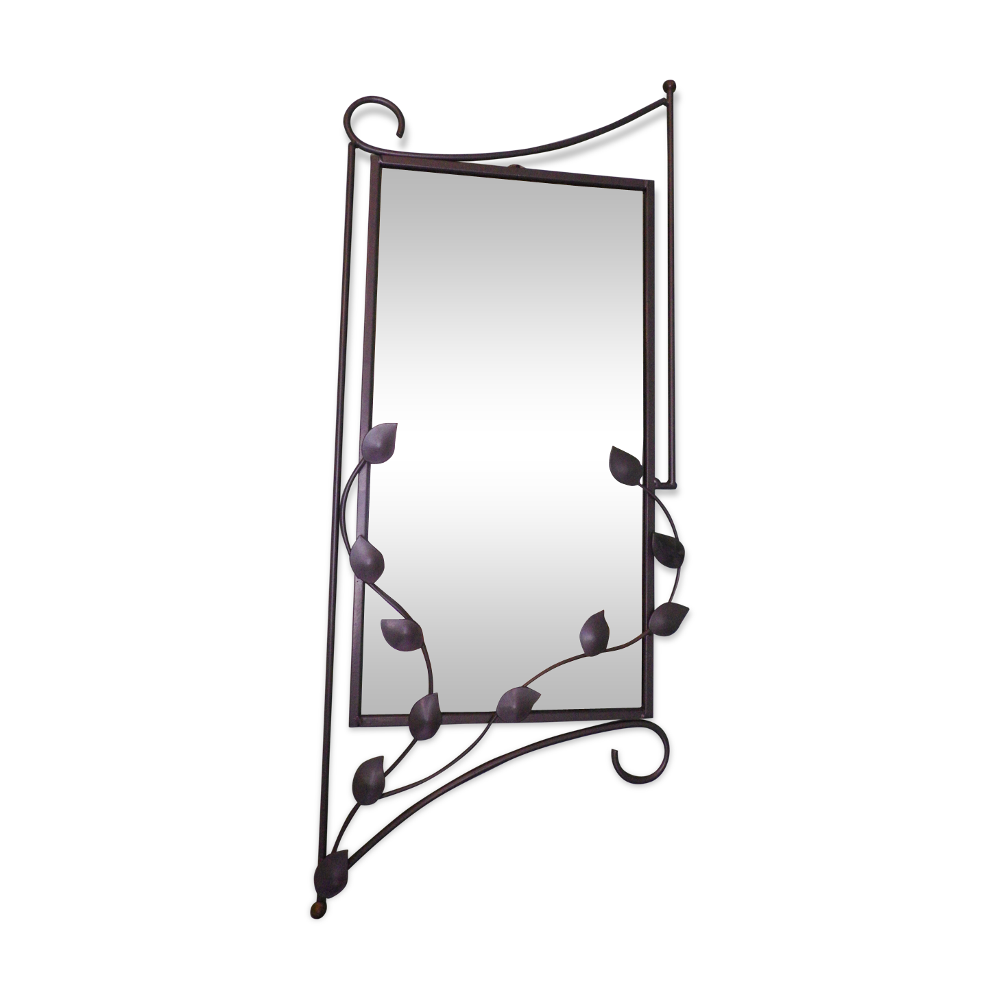 Designer mirror with gray metal surround 89x37cm