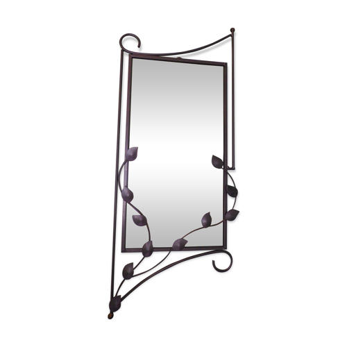Miroir design avec entourage métal gris 89x37cm | Selency