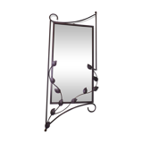 Designer mirror with gray metal surround 89x37cm