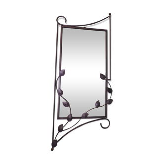 Designer mirror with gray metal surround 89x37cm