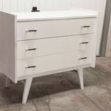 Scandinavian dresser 1960 3 drawers madeover brass bakelite