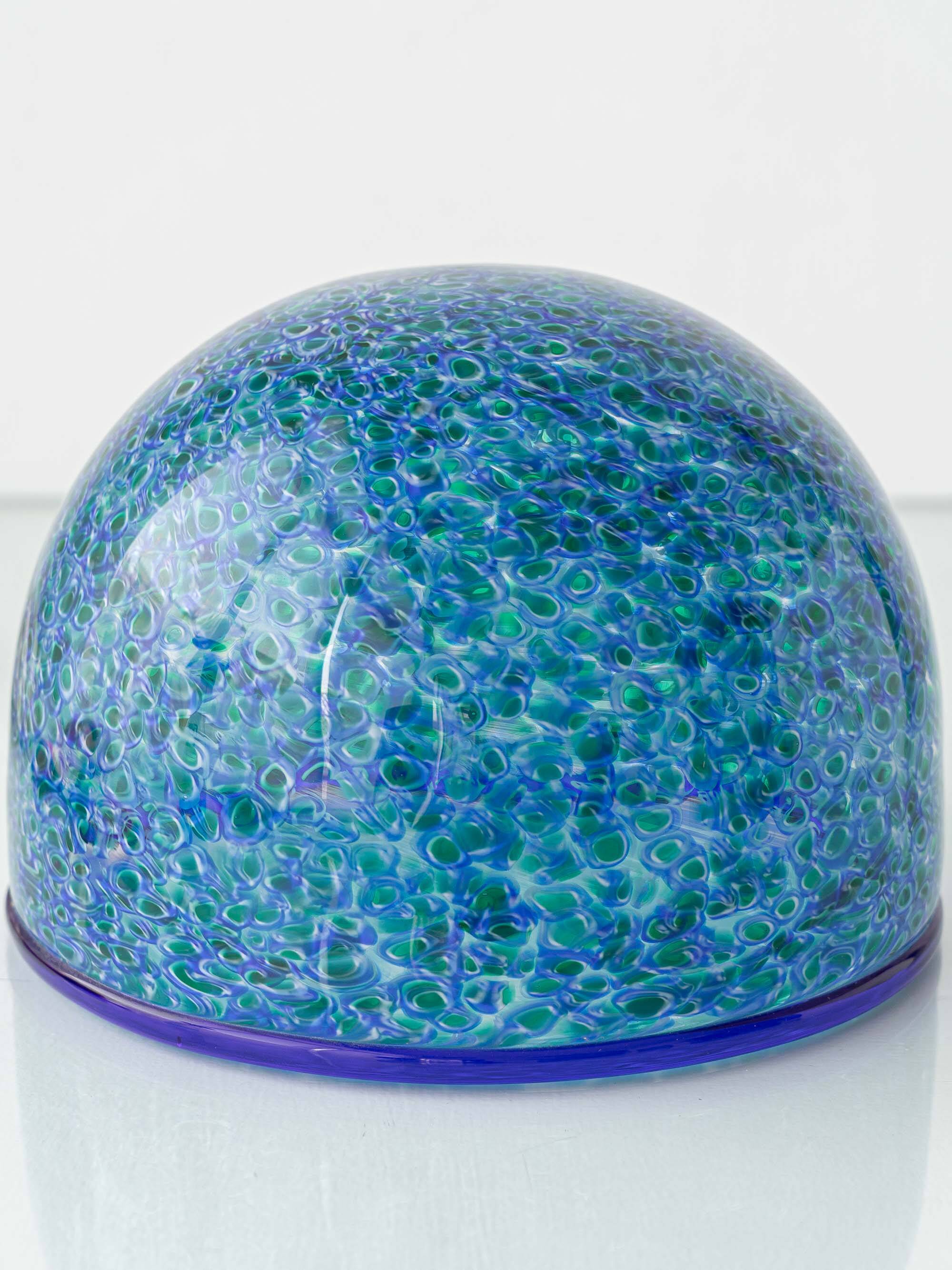 Gae Aulenti pour la lampe de table en verre de Murano Vistosi, 'Neverrino' Murrine bleu-vert