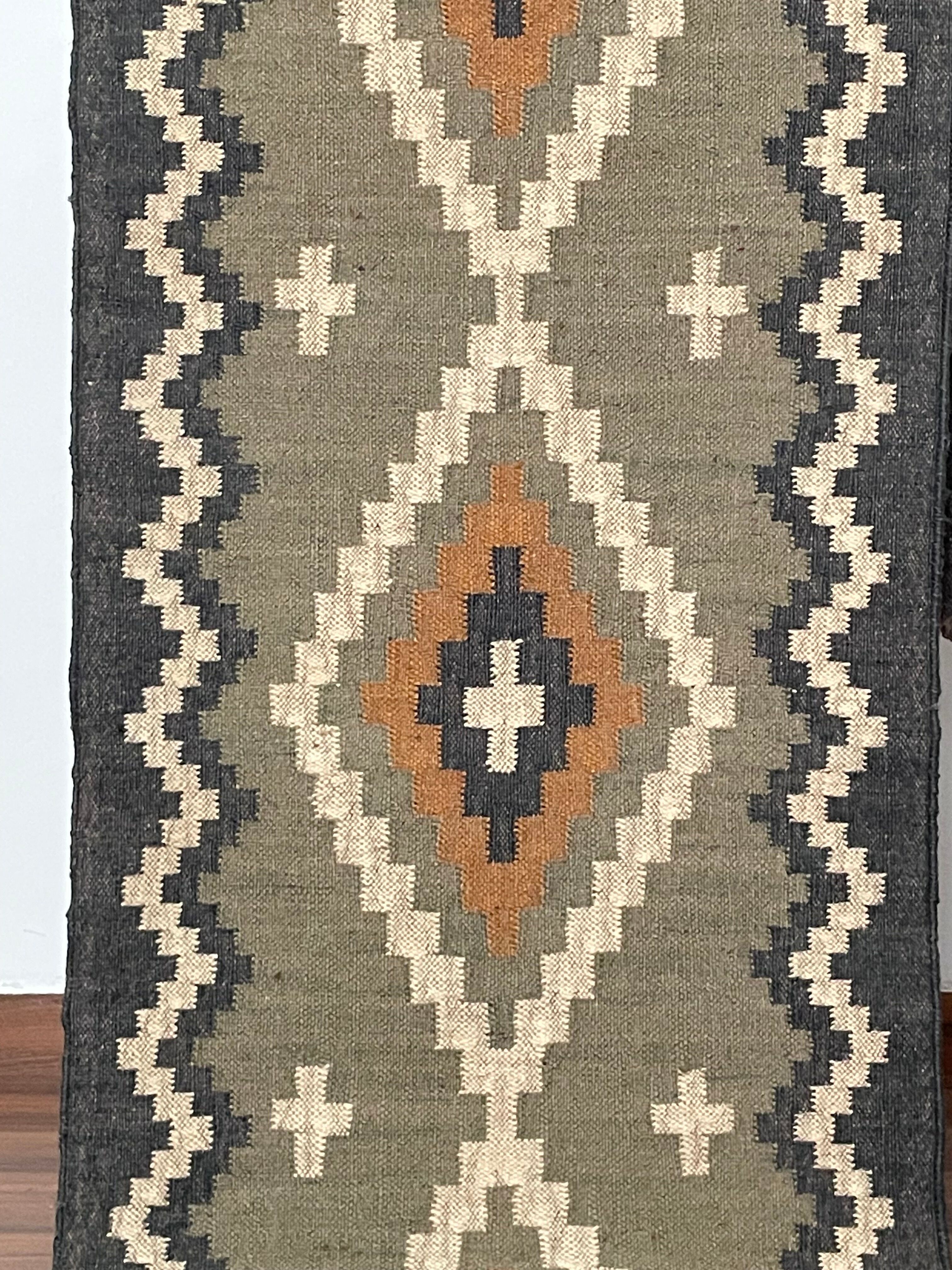 Jute handwoven kilim runner dhurrie rug, 90 x 240 cm handmade
