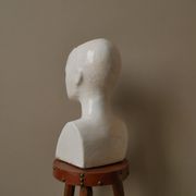 Vintage design vase 70s enamelled ceramic bust sculpture head face