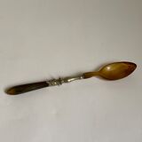 Spoon made of horn and silver metal