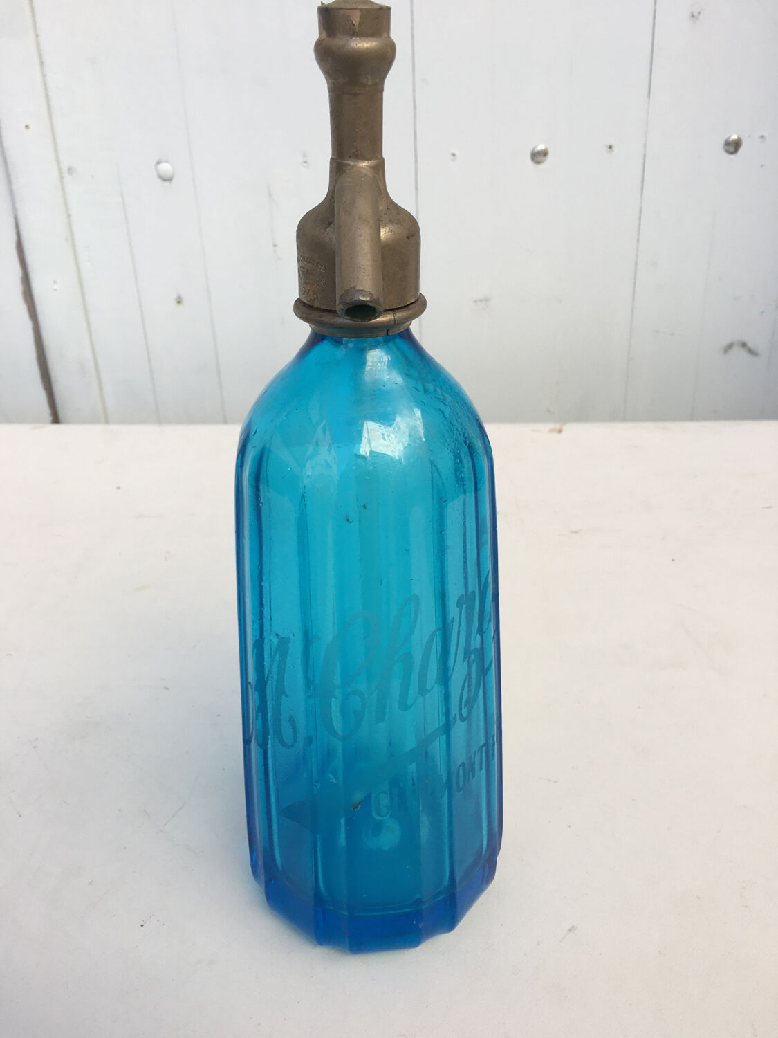 Siphon bleu en verre