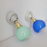 Duo of porcelain and opaline wall lamps