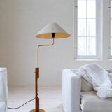 Mid-Century Modern Floor Lamp, Teak and Brass Bergboms, Sweden, 1960s