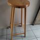 Top bar stool varnished wooden seat round