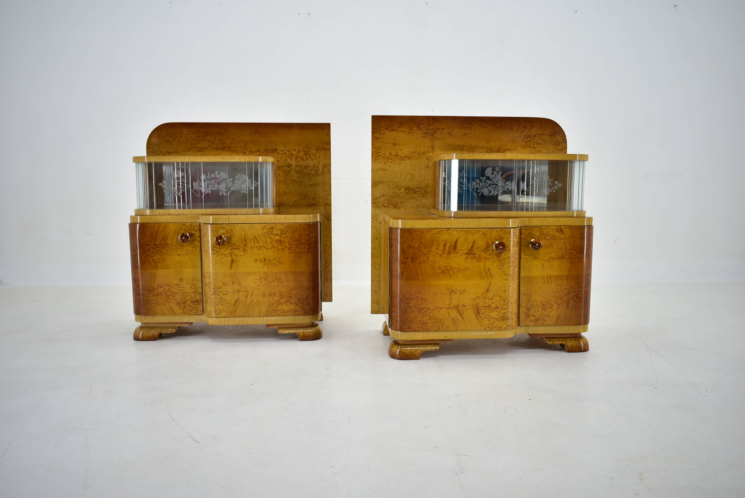 1939s set of Art Deco bedside tables, Czechoslovakia