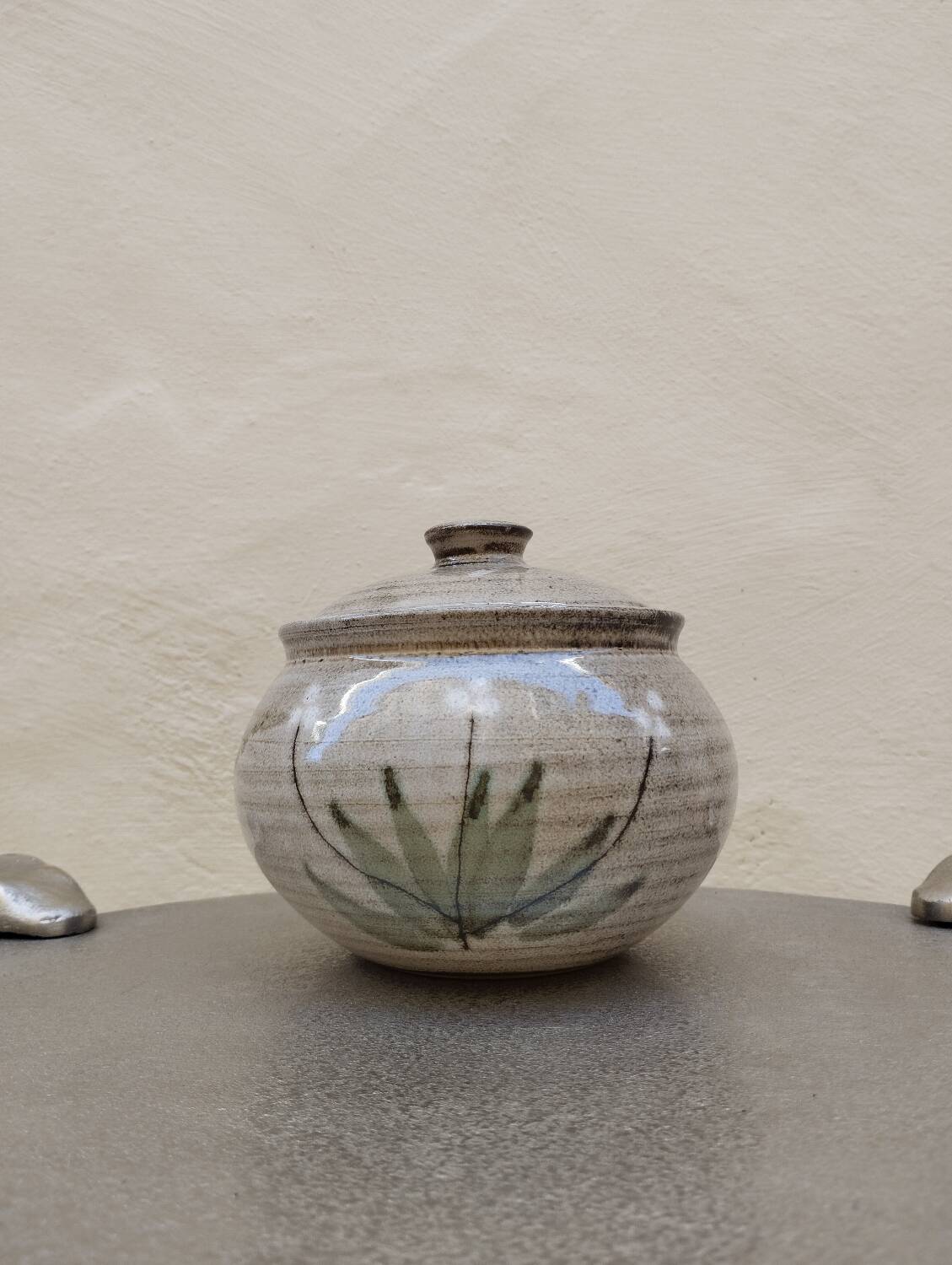 Covered enameled earthenware pot