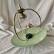 1950s pendant light in green lacquered metal and brass